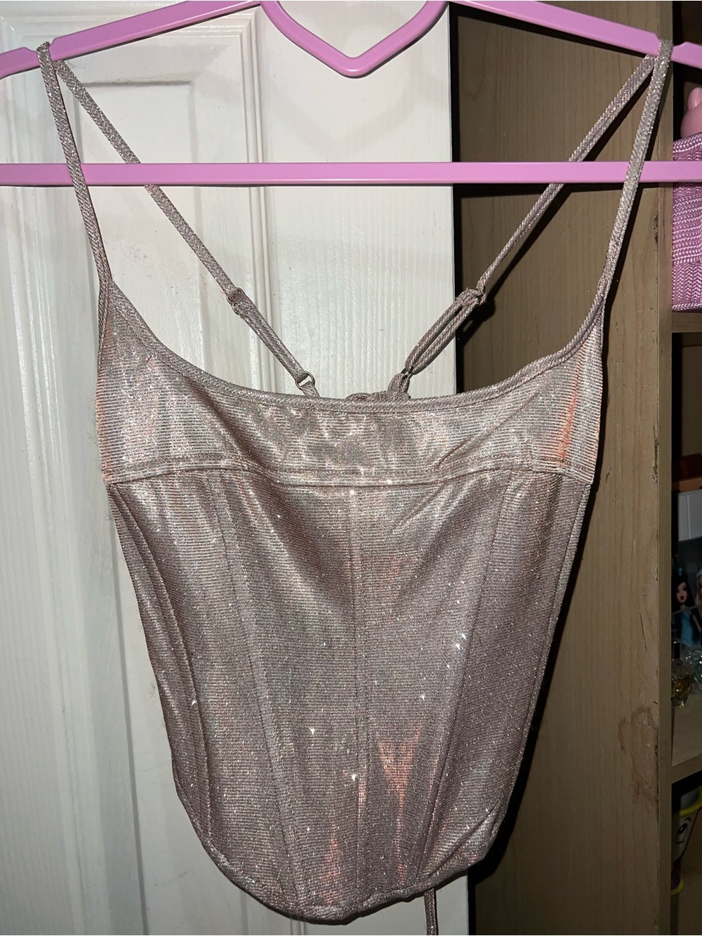 Beige Sparkly Corset Top